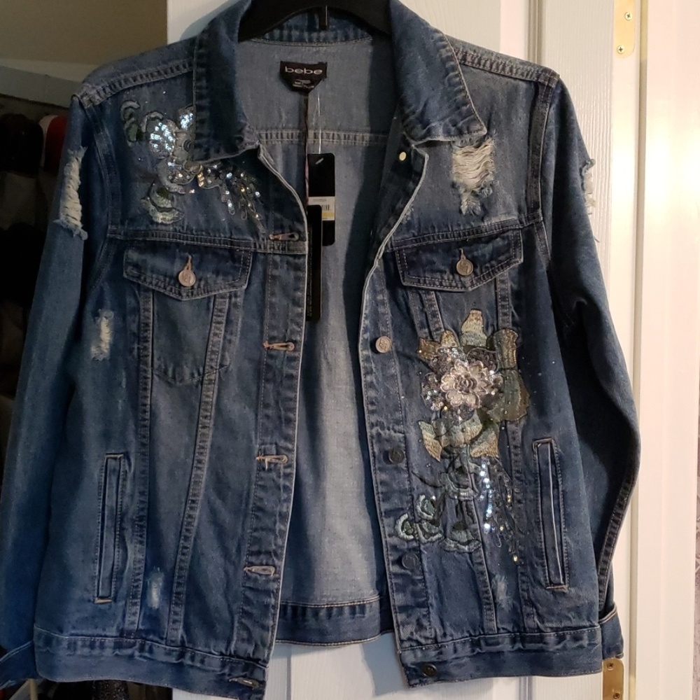 Bebe Jean Jacket with Applique